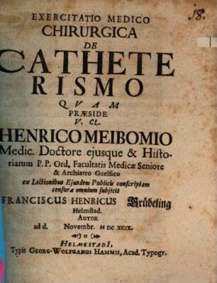 Exercitatio med. chir. de catheterismo