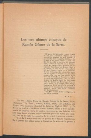 Los tres últimos ensayos de Ramón Gómez de la Serna