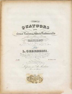 Trois quatuors : pour 2 violons, alto & violoncelle, 2