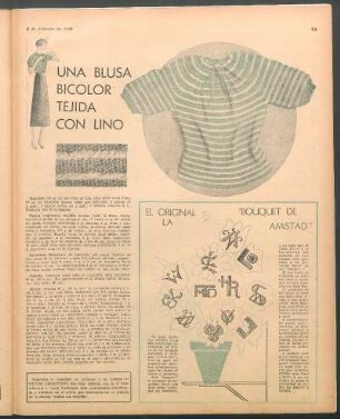 Una blusa bicolor tejida con lino [Dibujo y fotografías]