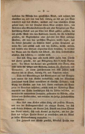Bericht des Herrn Alexander Dumas in Paris über das neue Kloster und Hospitium auf dem Berge Kamel im Hl. Lande auf dem Wege von Jerusalem nach Egypten