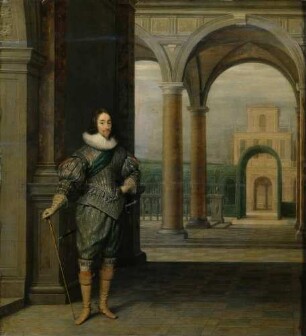 König Karl I. von England (1600–1649) in einer Bogenhalle