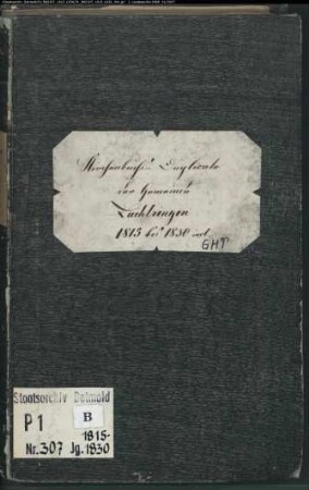 Kirchenbuchduplikat der katholischen Gemeinde Lüchtringen, Kreis Höxter (GHT 1815-1830) (Gemeinde: Katholische Gemeinde Lüchtringen)