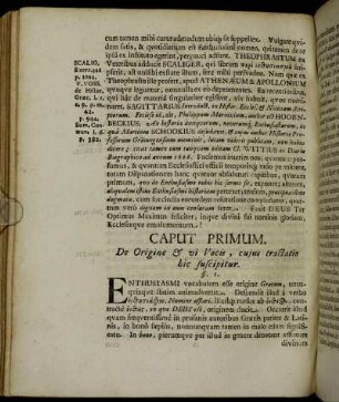 Caput Primum. De Origine & vi Vocis, cujus tractatio hic suscipitur.
