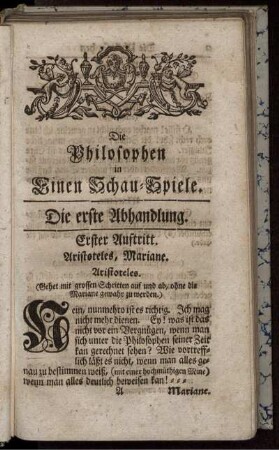 Erster Auftritt. Aristoteles, Mariane.