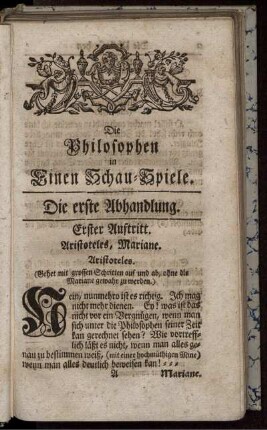 Erster Auftritt. Aristoteles, Mariane.