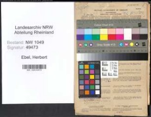 Entnazifizierung Herbert Ebel , geb. 10.11.1885 (Oberbergrat)
