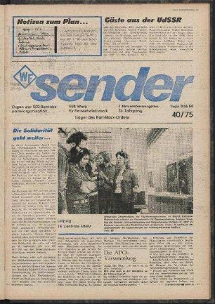Betriebszeitung 'WF-Sender', Nr.40/1975 (3. Novemberausgabe 1975)