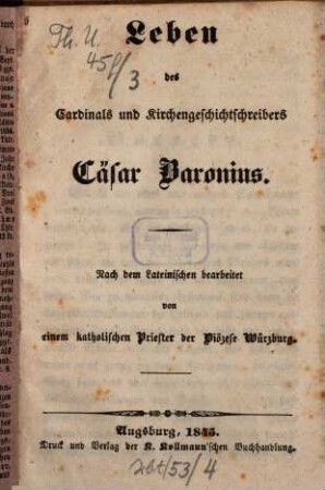 Leben des Cardinals und Kirchengeschichtschreibers Cäsar Baronius