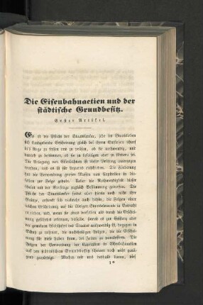 Die Eisenbahnactien und der städtische Grundbesitz.