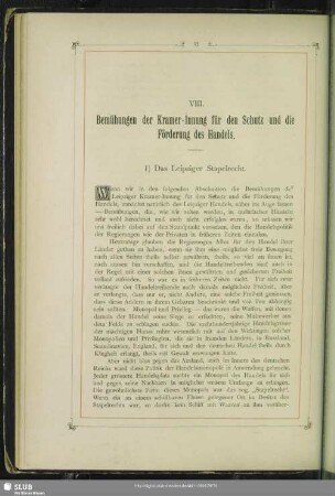 VIII. Bemühungen der Kramer-Innung für den Schutz und die Förderung des Handels
