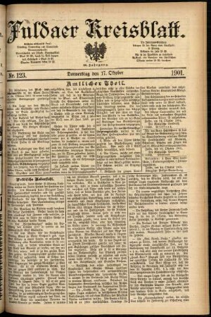 Erste Ausgabe vom Donnerstag, den 17. Oktober 1901.