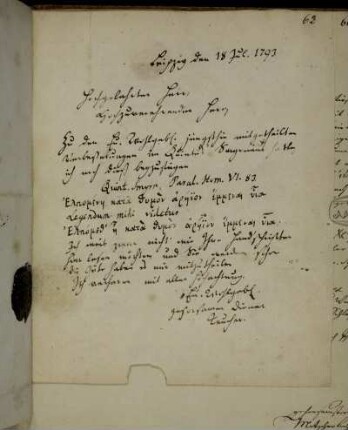 Brief von Ludwig Heinrich Teucher an Thomas Christian Tychsen. Leipzig, 18.7.1793