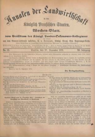 No. 52. Berlin, den 27. Dezember 1871. XI. Jahrgang.
