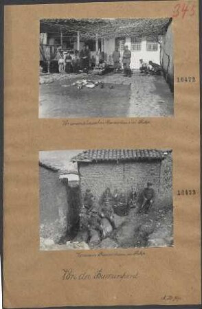 Von der Balkanfront: Vor einem Bauernhaus in Prilep