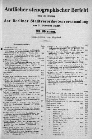 Sitzung 33, 2. Oktober 1930