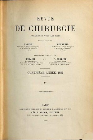 Revue de chirurgie. 4,a. 1884