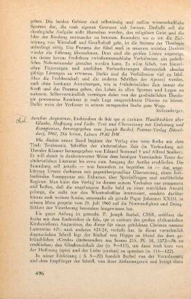 496-497 [Rezension] Augustinus, Aurelius, Enchiridion de fide spe et caritate