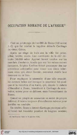 Sér. 5: Occupation romaine de l'Afrique