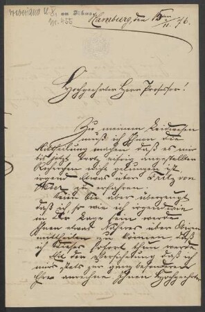Brief an Friedrich Wilhelm Jähns : 15.11.1876