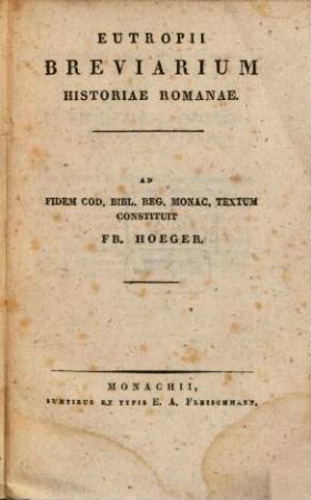 Eutropii Breviarium Historiae Romanae