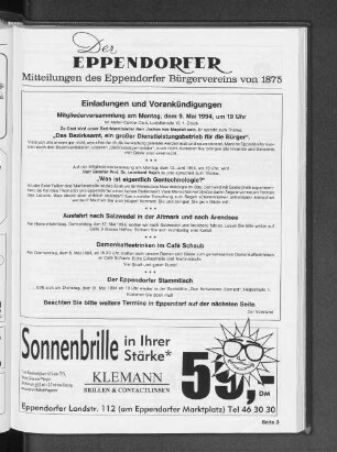 Der Eppendorfer Mitteilungen des Eppendorfer Bürgervereins von 1875