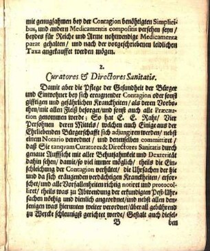 2. Curatores & Directores Sanitatis.