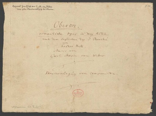Oberon. Fragmente. Arr; J 306; WeV C.10a