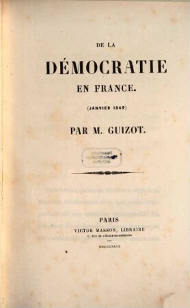 De la démocratie en France