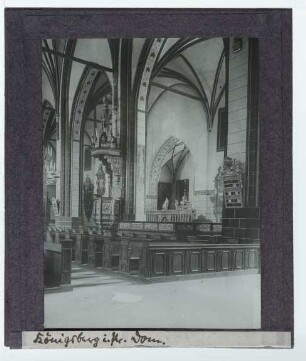 Königsberg, Dom : Innenansicht, Blick nach NW, nördliche Pfeilrreihe u. N-Seitenschiff