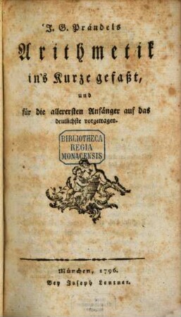 Arithmetik : Ins Kurze gefaßt