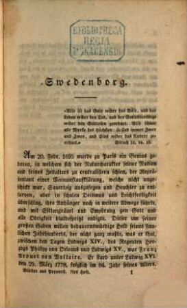 Blätter aus Prevorst : Originalien u. Lesefrüchte für Freunde d. inneren Lebens. 7, 7. 1835
