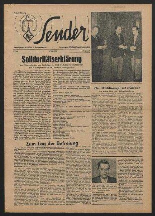 Betriebszeitung 'WF-Sender', Nr.16/1957 (3. Mai 1957)