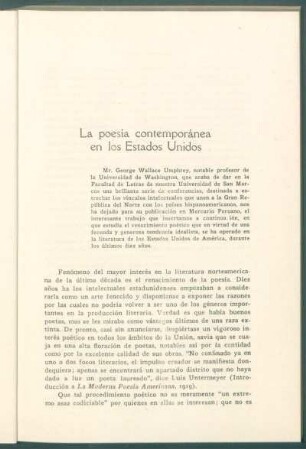 La poesia contemporánea en los Estados Unidos