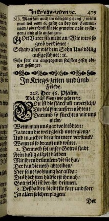 In Kriegs-zeiten und umb Friede.