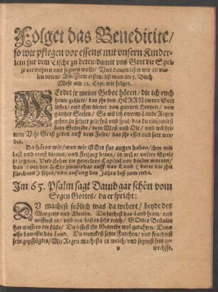 Folget das Benedicite ...