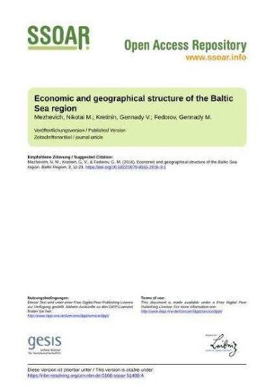 Economic and geographical structure of the Baltic Sea region
