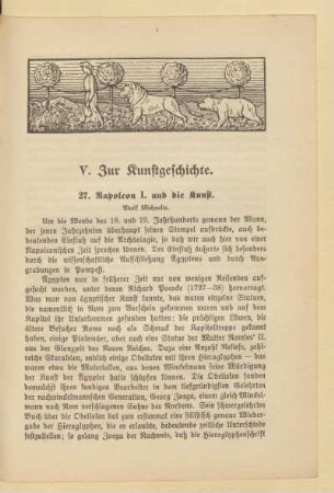 V. Zur Kunstgeschichte