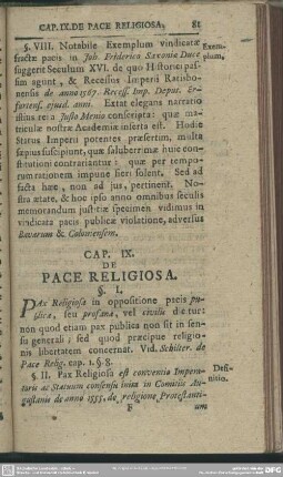 Cap. IX. De Pace Religiosa