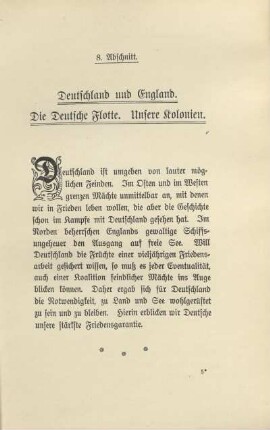 8. Abschnitt. Deutschland und England. Die Deutsche Flotte. Unsere Kolonien