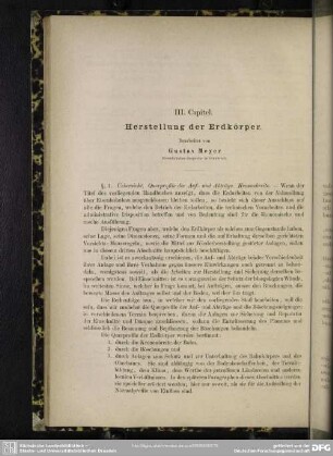 III. Capitel. Herstellung der Erdkörper