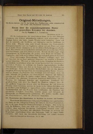 Neues über die zusammengesetzten Nester und gemischten Kolonien der Ameisen.