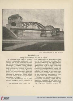 Rheinbrücken, [1] : Beiträge zum modernen Stil