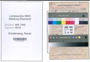 Entnazifizierung Reiner Schallenberg , geb. 13.02.1901 (Schneider)