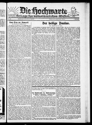 Die Hochwarte. 1929-1935