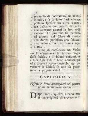 CAP. V. Vesovi e Preti ammogliati nei quattro primi Secoli della Chiesa