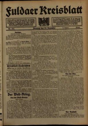 Ausgabe vom Dienstag, den 29. Dezember 1914.