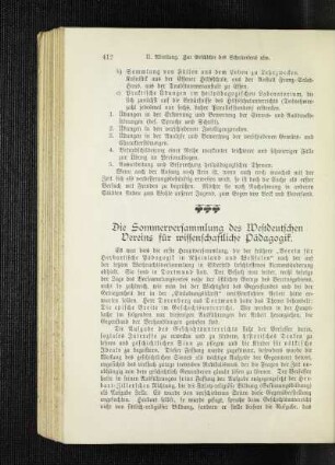 ¬Die¬ Sommerversammlung des Westdeutschen Vereins für wissenschaftliche Pädagogik