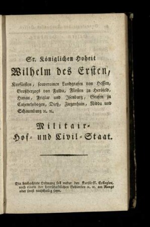 Militair- Hof- und Civil-Staat