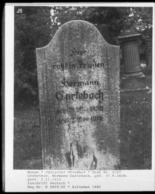 Grabstein des Hermann Carlebach (gestorben 1828.05.21)